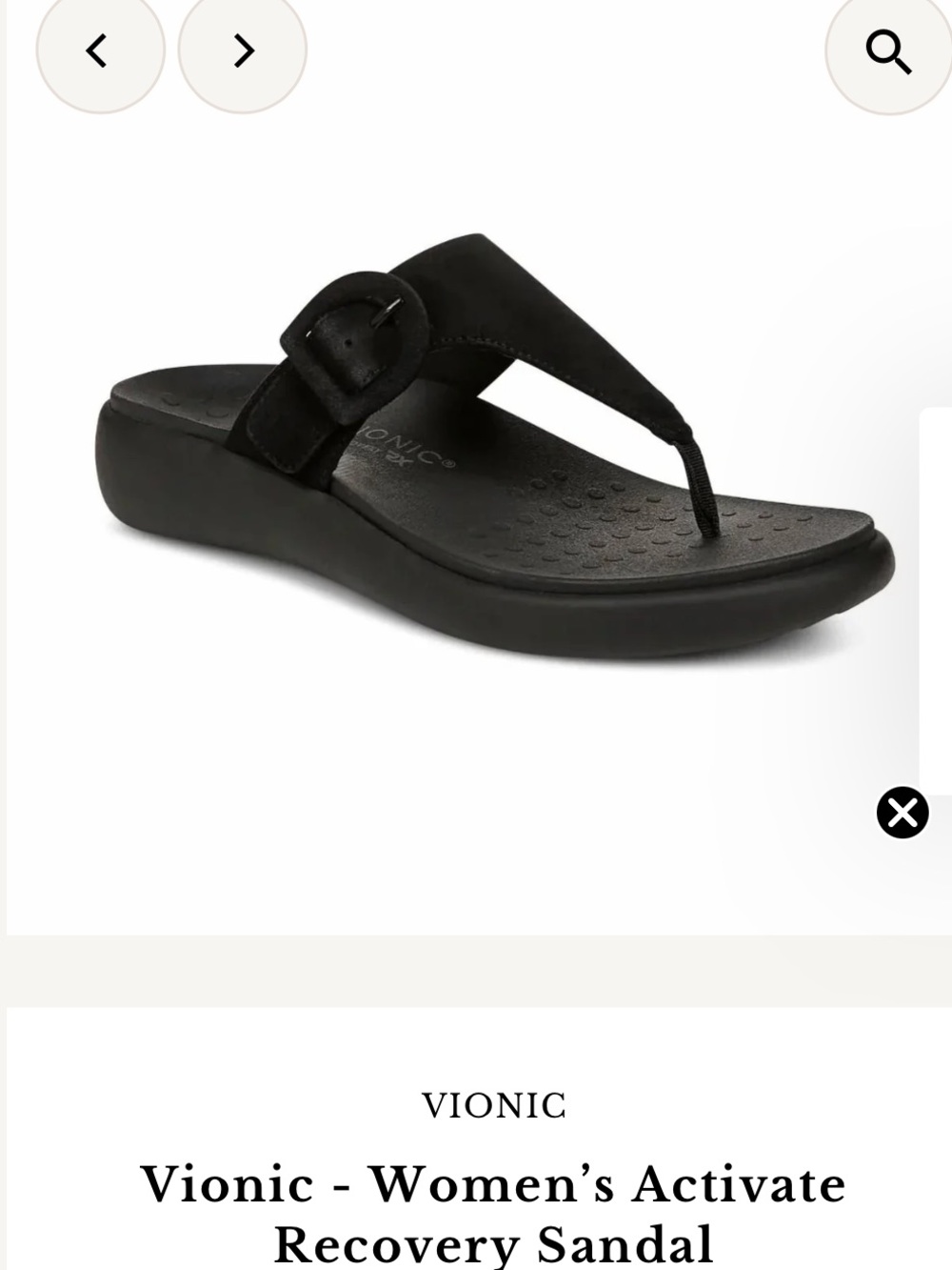 Vionic Black Women's Thong Recovery Sandal with Buckle
